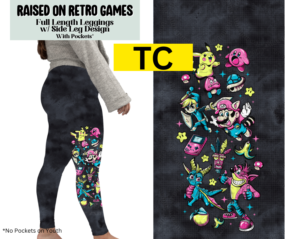 Raised On Retro Games Full Length Leggings w/ Side Leg Designs