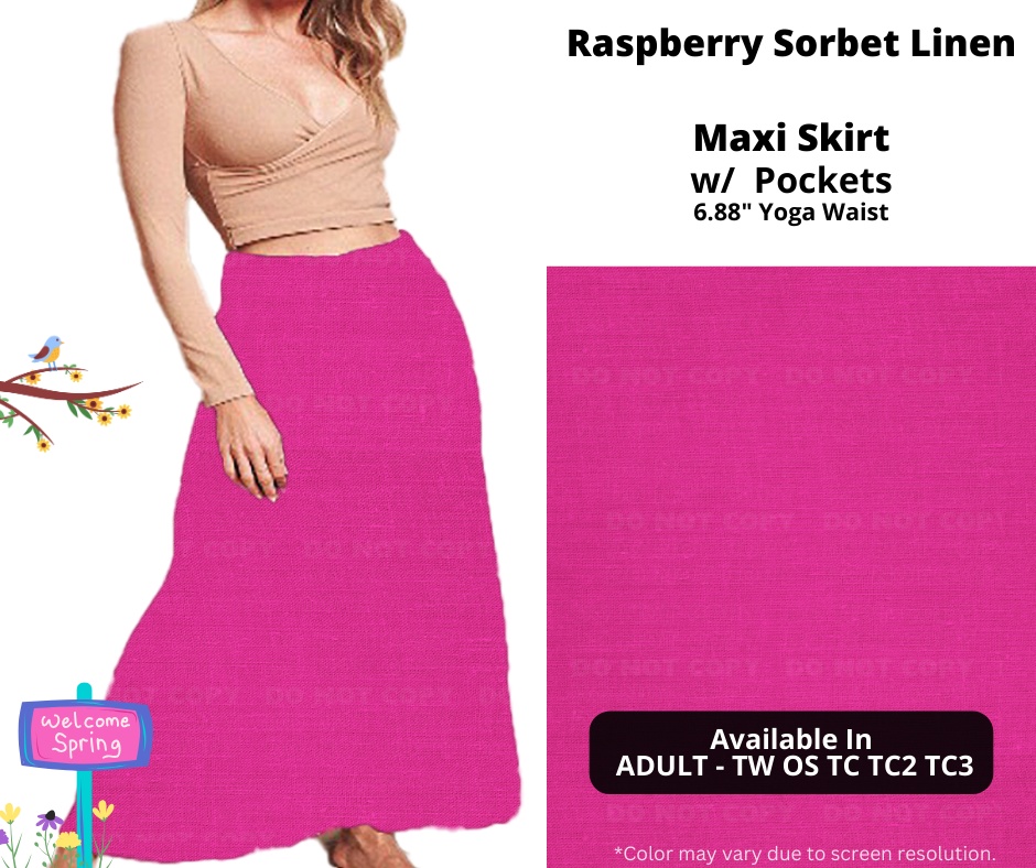 Preorder! Closes 1/15. ETA April. Raspberry Sorbet Linen Maxi Skirt