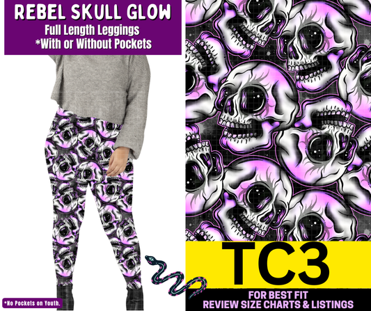 Rebel Skull Glow Full Length Leggings w/ Pockets