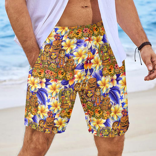 Luau Rebels (Design 2) Mens Beach Shorts with Drawstring Waist