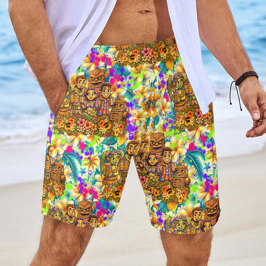 Luau Rebels (Design 1) Mens Beach Shorts with Drawstring Waist