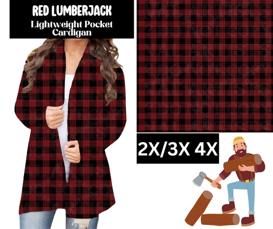 Red Lumberjack Pocket Cardigan