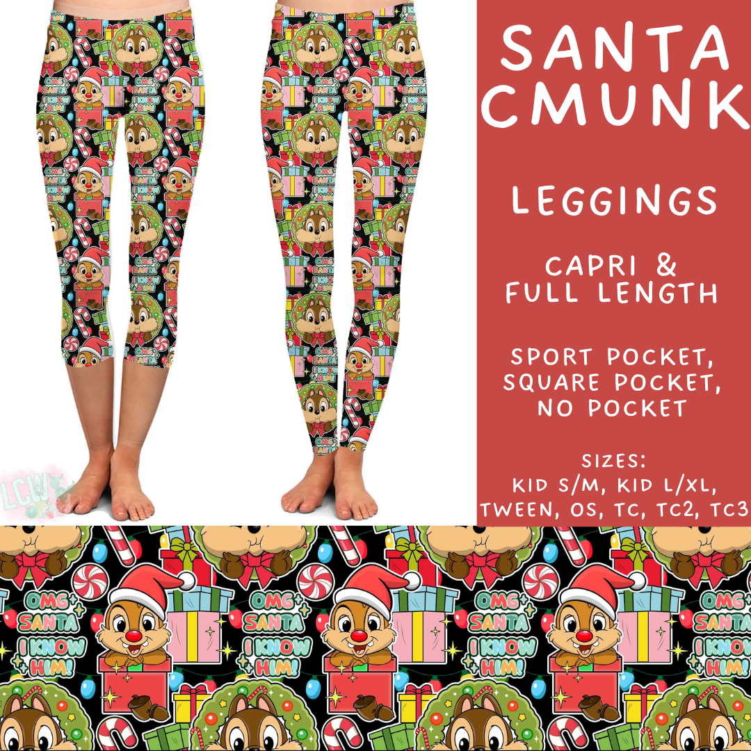 Batch #598 - Magical Character Christmas 2 - Closes 10/14 - ETA early Dec - Santa CMunk Full and Capri Length Leggings