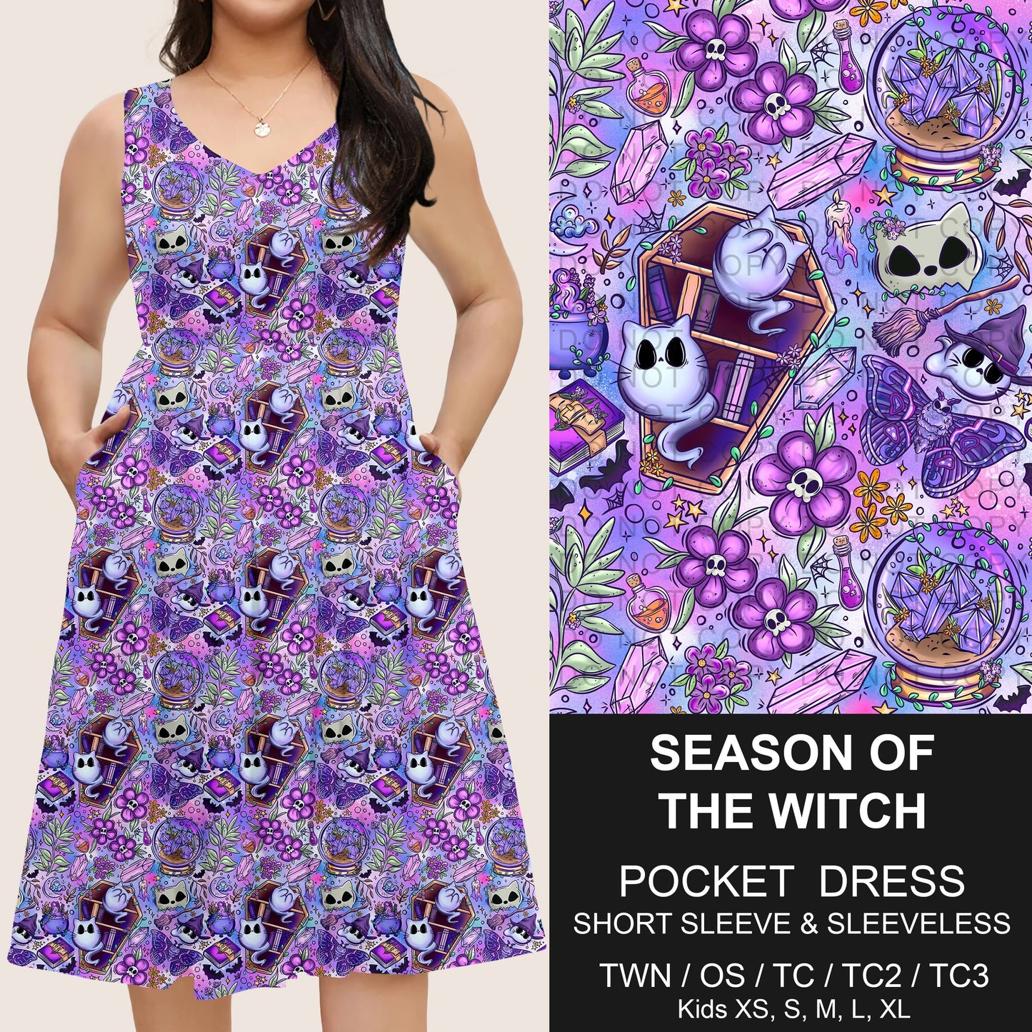 B302 - Preorder Season of the Witch Pocket Dress (Closes 7/24. ETA: early Oct)