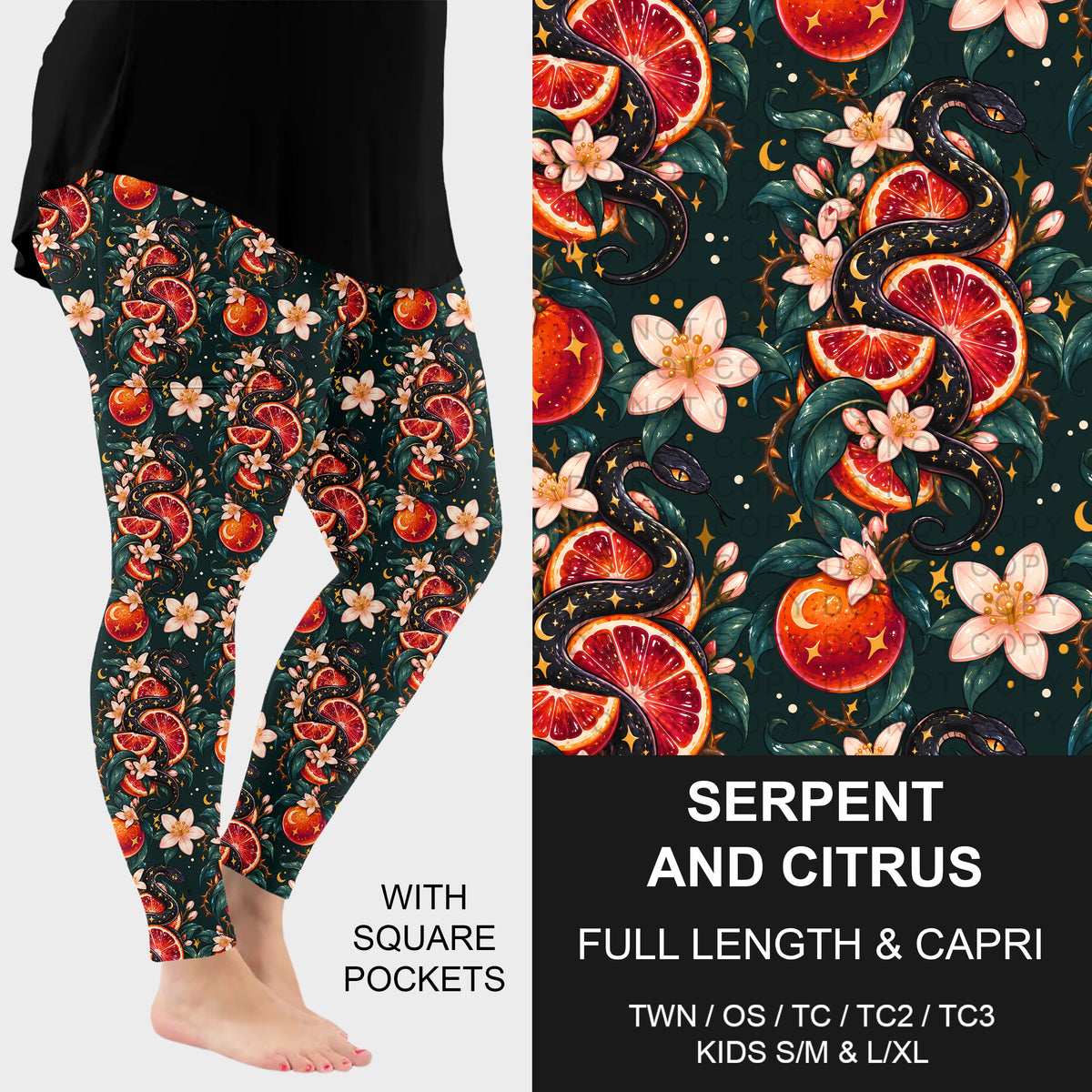 B319 - Preorder Serpent and Citrus Leggings w/ Pockets (Closes 11/01. ETA: early Jan.)