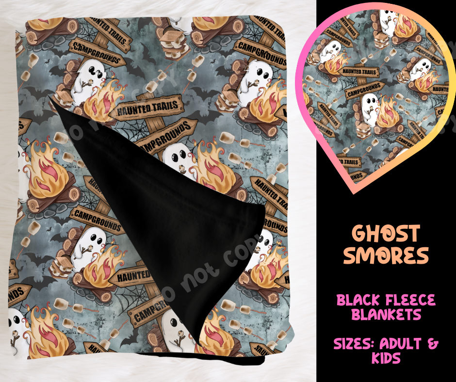 GHOST SMORES - SOFT BLACK FLEECE THROW BLANKET RUN 6 PREORDER CLOSING 9/25