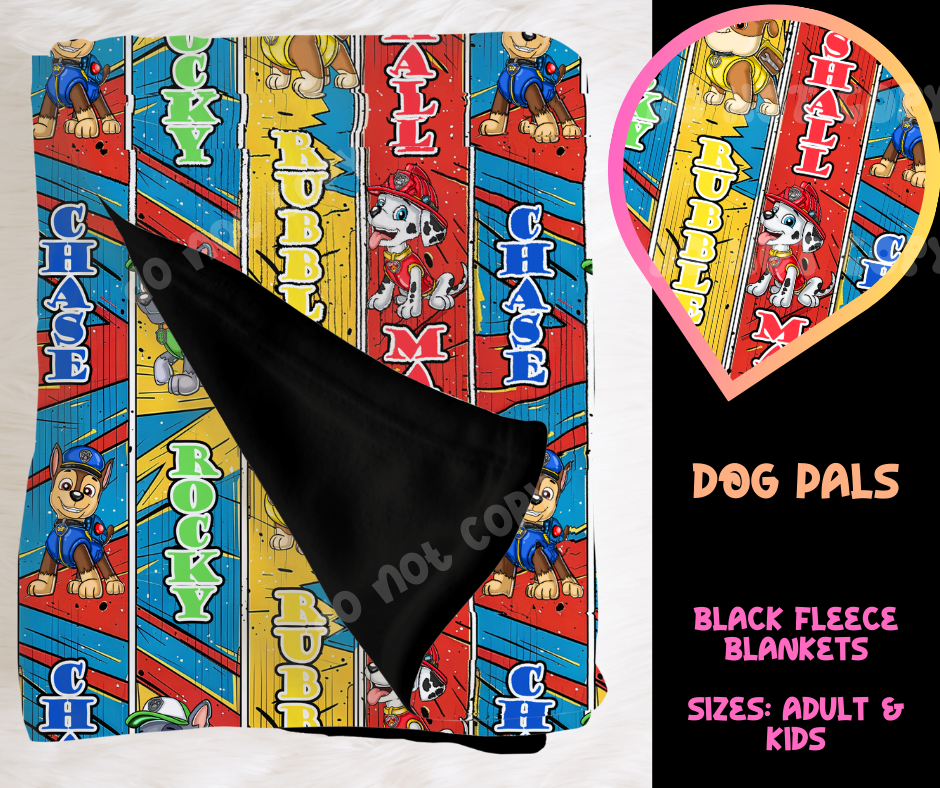 DOG PALS - SOFT BLACK FLEECE THROW BLANKET RUN 6 PREORDER CLOSING 9/25