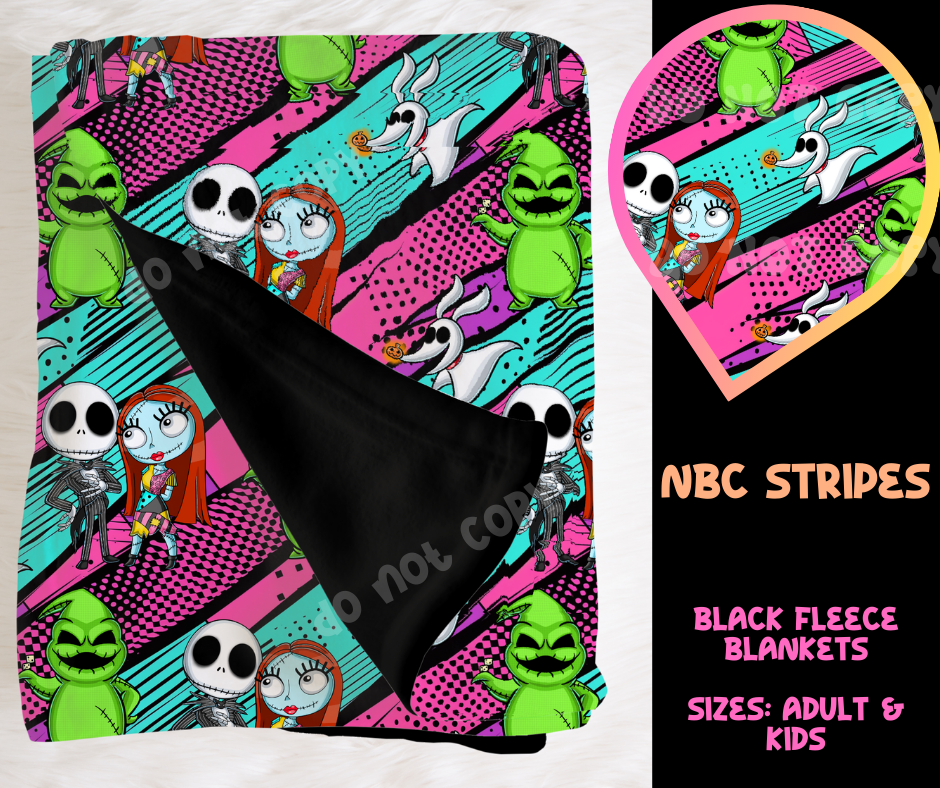 NBC STRIPES - SOFT BLACK FLEECE THROW BLANKET RUN 6 PREORDER CLOSING 9/25