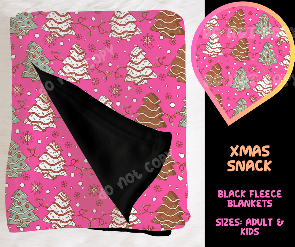 XMAS SNACK - SOFT BLACK FLEECE THROW BLANKET RUN 6 PREORDER CLOSING 9/25