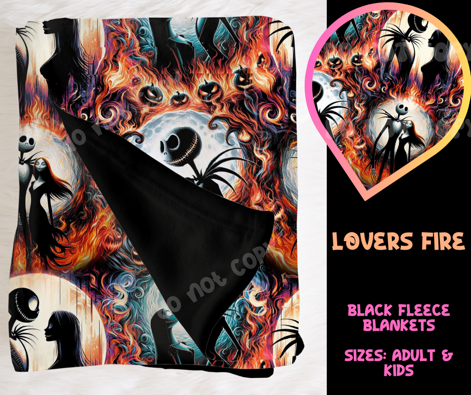 LOVERS FIRE - SOFT BLACK FLEECE THROW BLANKET RUN 6 PREORDER CLOSING 9/25