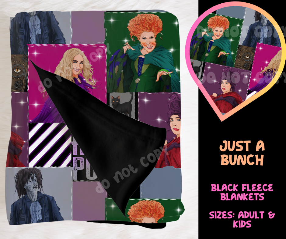 JUST A BUNCH - SOFT BLACK FLEECE THROW BLANKET RUN 6 PREORDER CLOSING 9/25