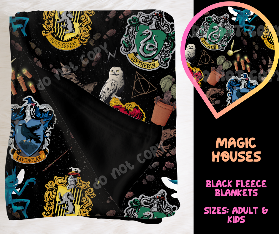 MAGIC HOUSES - SOFT BLACK FLEECE THROW BLANKET RUN 6 PREORDER CLOSING 9/25