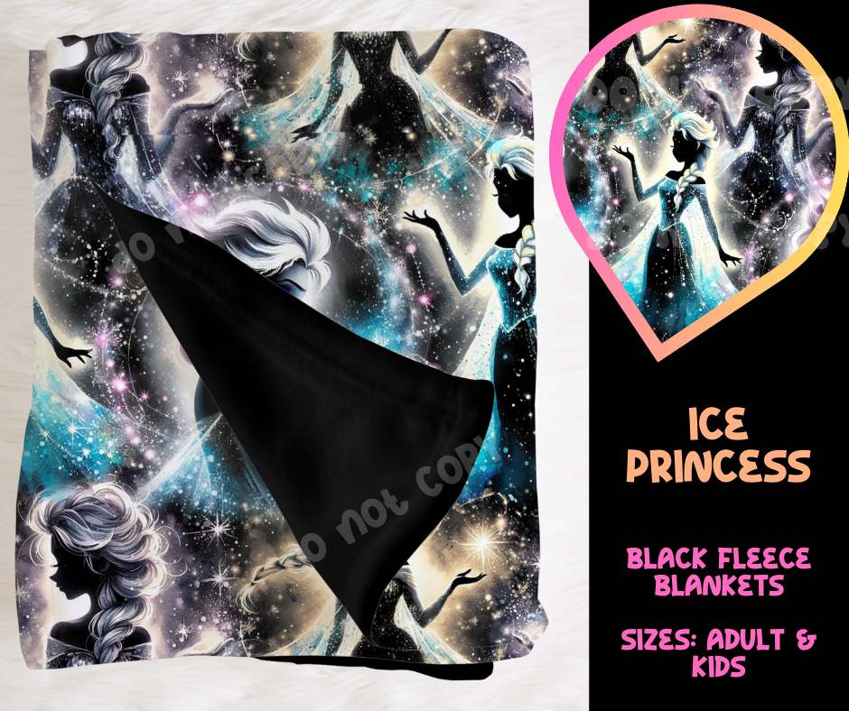 ICE PRINCESS - SOFT BLACK FLEECE THROW BLANKET RUN 6 PREORDER CLOSING 9/25