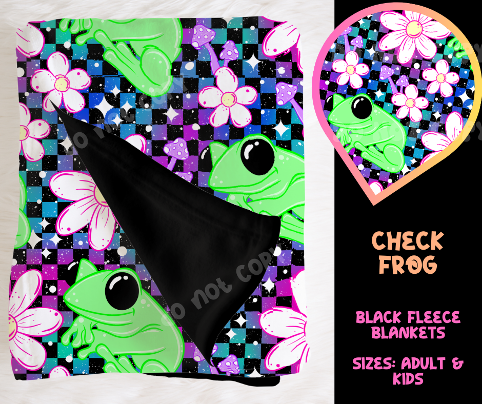 CHECK FROG - SOFT BLACK FLEECE THROW BLANKET RUN 6 PREORDER CLOSING 9/25