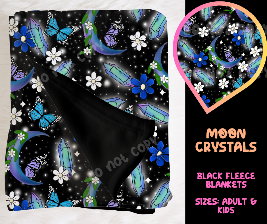 MOON CRYSTALS - SOFT BLACK FLEECE THROW BLANKET RUN 6 PREORDER CLOSING 9/25