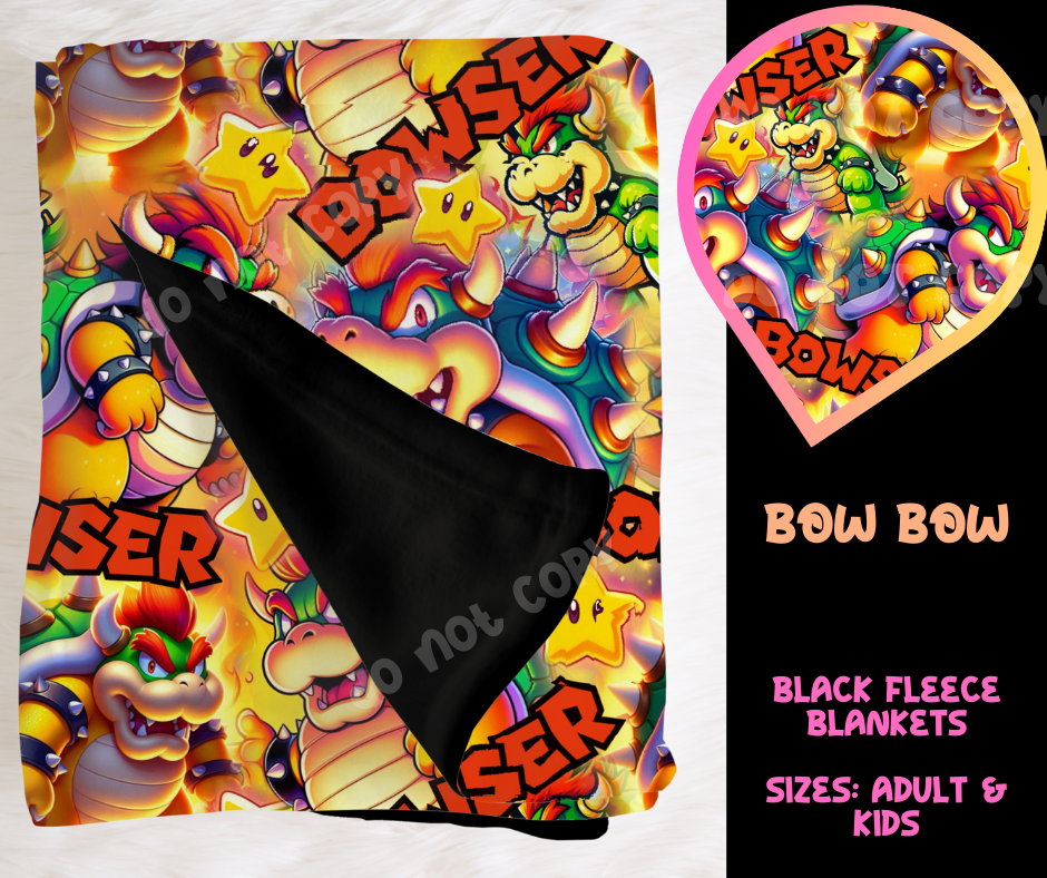 BOW BOW - SOFT BLACK FLEECE THROW BLANKET RUN 6 PREORDER CLOSING 9/25