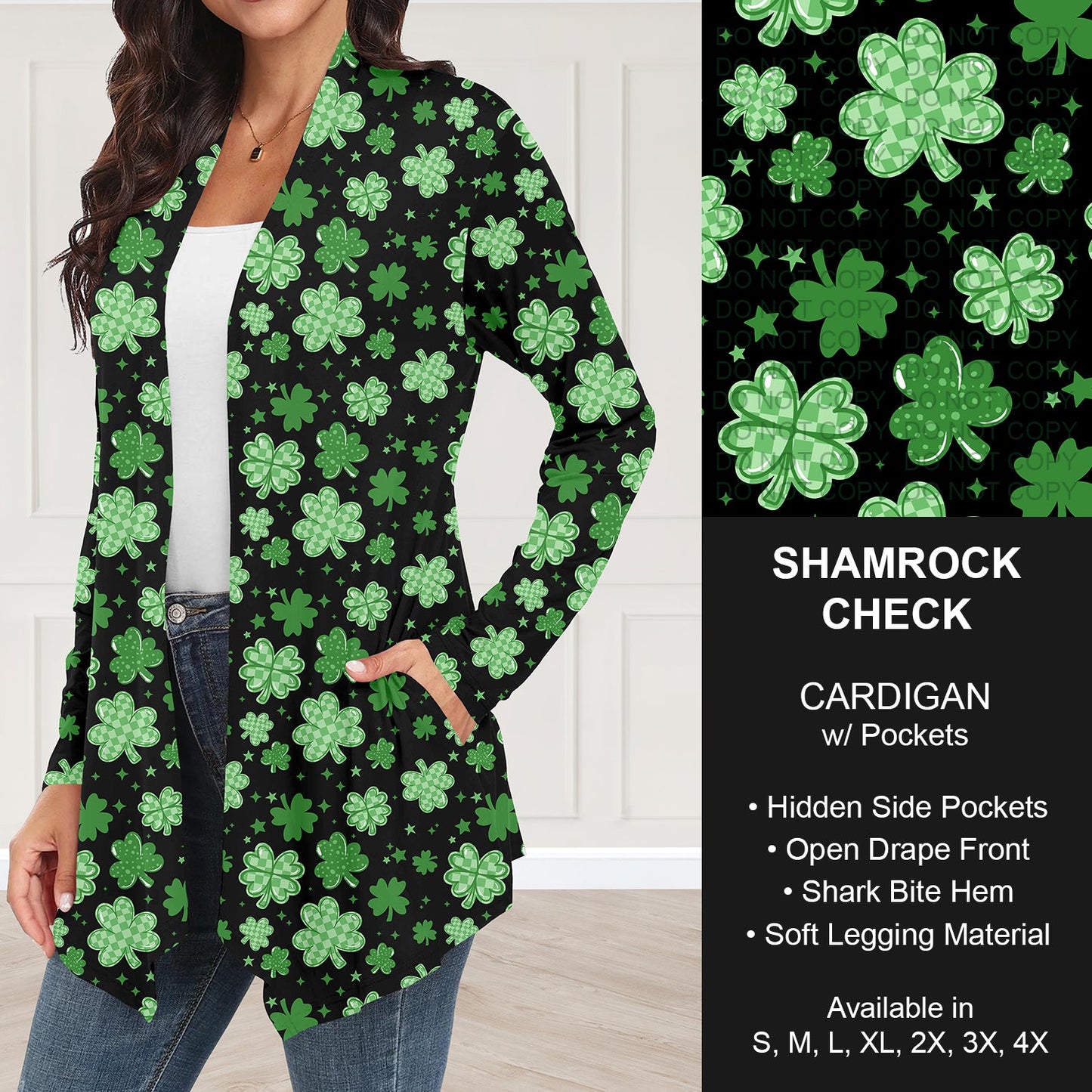 B268 - Preorder Shamrock Check Cardigan w/ Pockets (Closes 12/28. ETA: mid Feb.)
