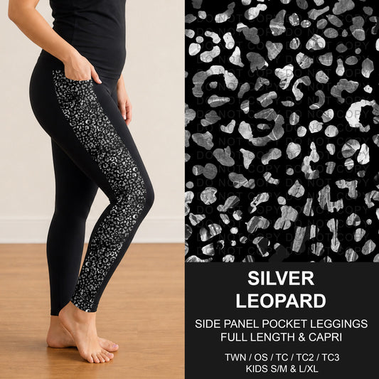 B300 - Preorder Silver Leopard Side Panel Pocket Leggings (Closes 7/15. ETA: mid Sept.)