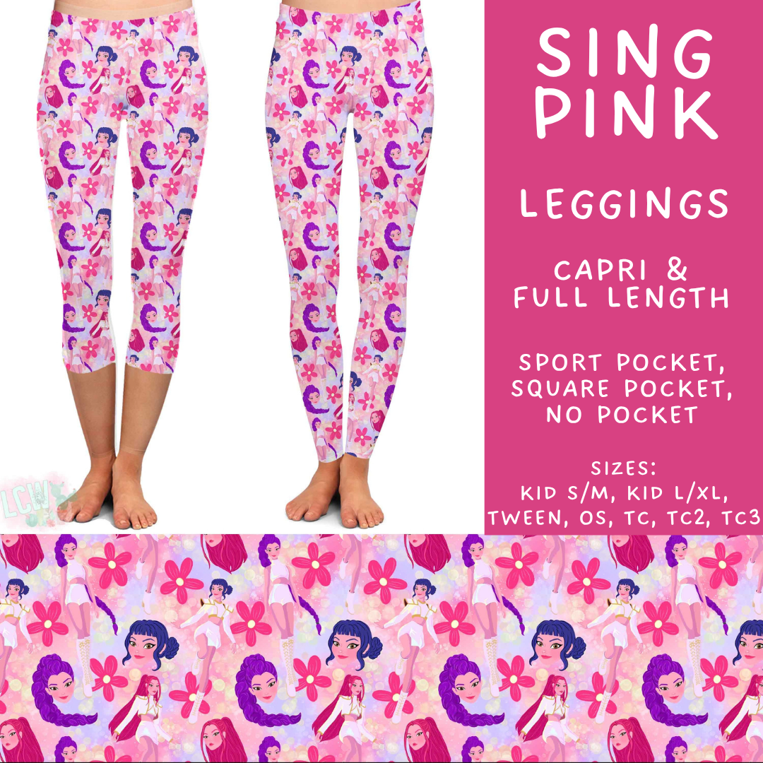 Batch #601 - Cool Characters 19 - Closes 10/21 - ETA mid Dec - Sing Pink Full and Capri Length Leggings