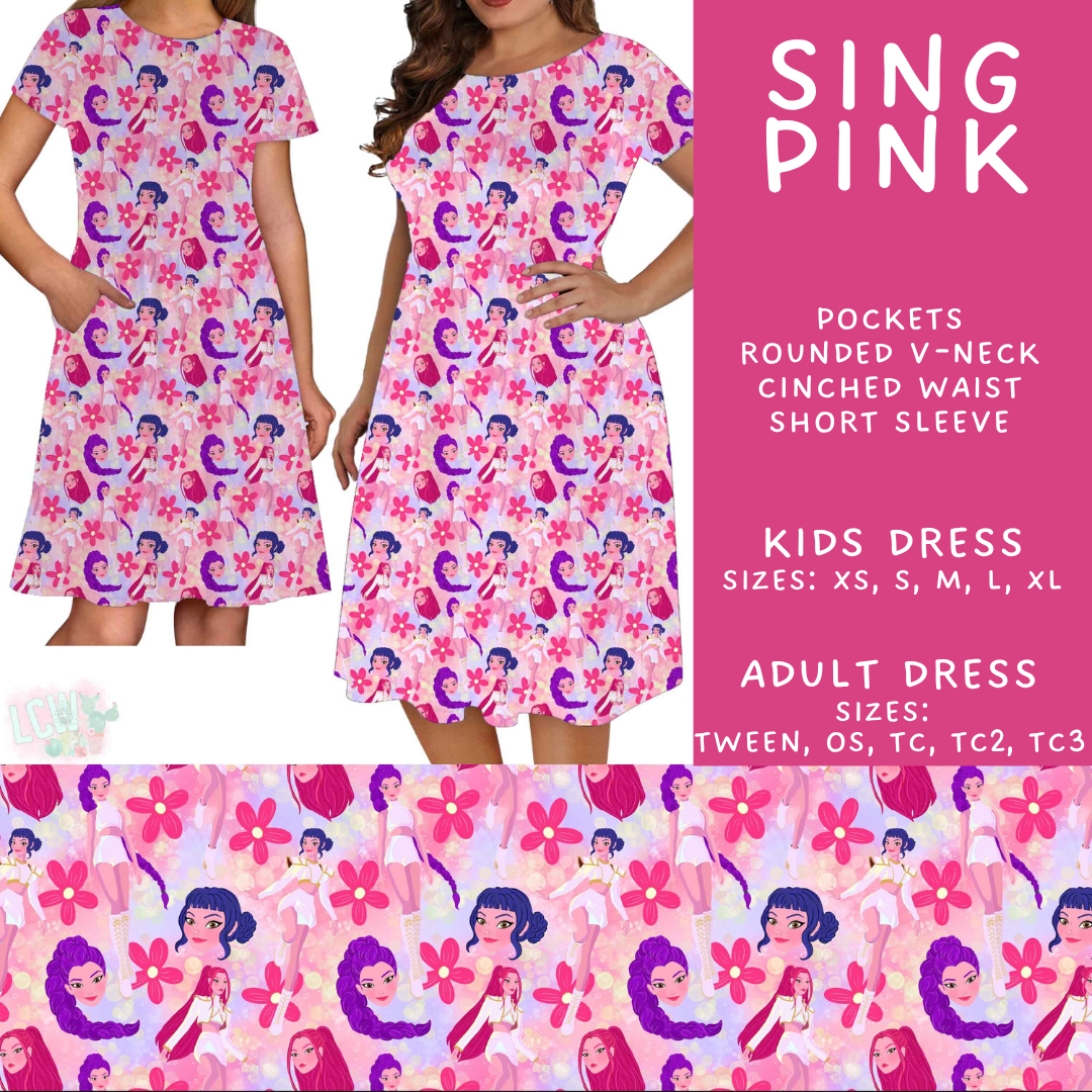 Batch #601 - Cool Characters 19 - Closes 10/21 - ETA mid Dec - Sing Pink Adult & Kids Dresses