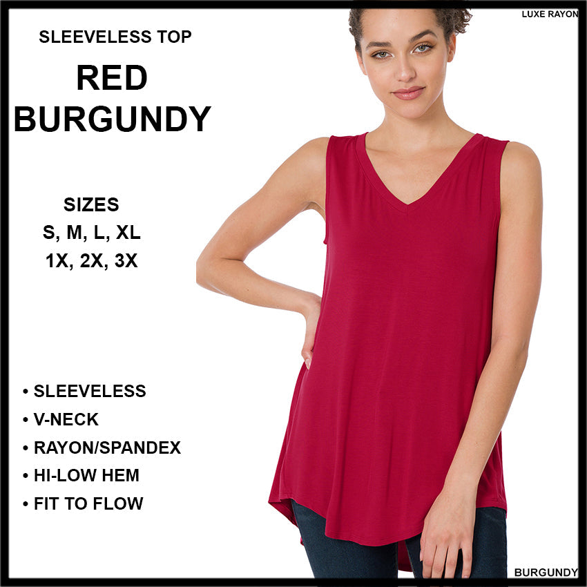 RTS - Sleeveless V-Neck Top - Red