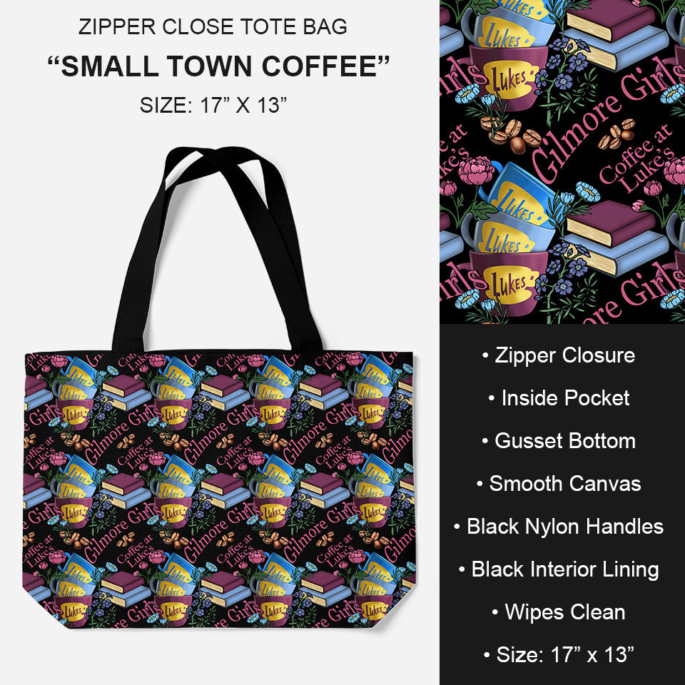 B195 - Preorder Small Town Coffee Tote Bag (Closes 11/19. ETA: late Jan.)