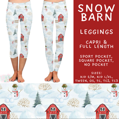 Batch #611 - Winter Collection - Closes 11/9 - ETA early/mid Jan - Snow Barn Full and Capri Length Leggings
