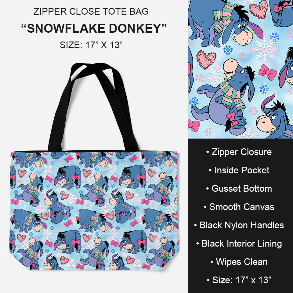 B195 - Preorder Snowflake Donkey Tote Bag (Closes 11/19. ETA: late Jan.)