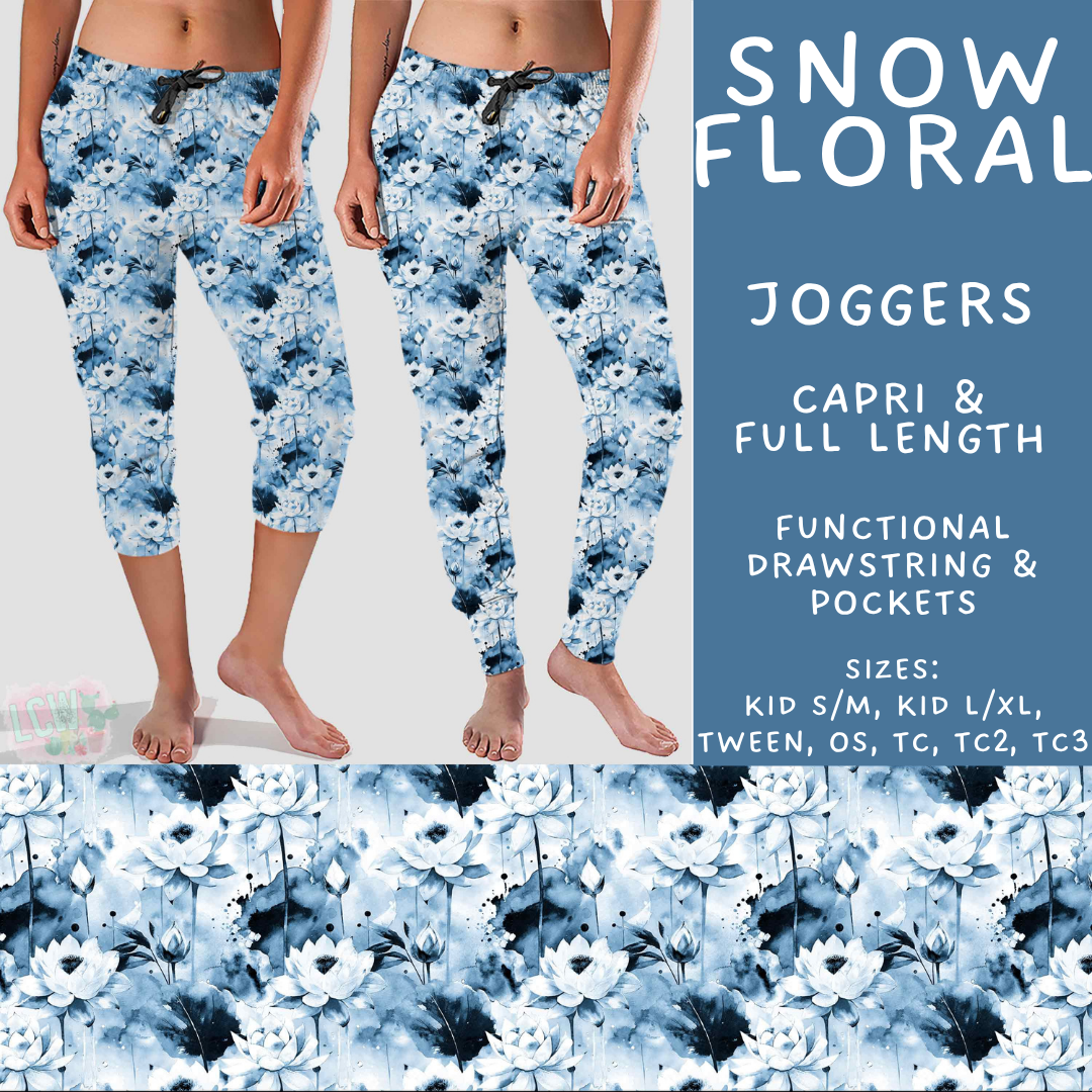 Batch #611 - Winter Collection - Closes 11/9 - ETA early/mid Jan - Snow Floral Full and Capri Length Joggers