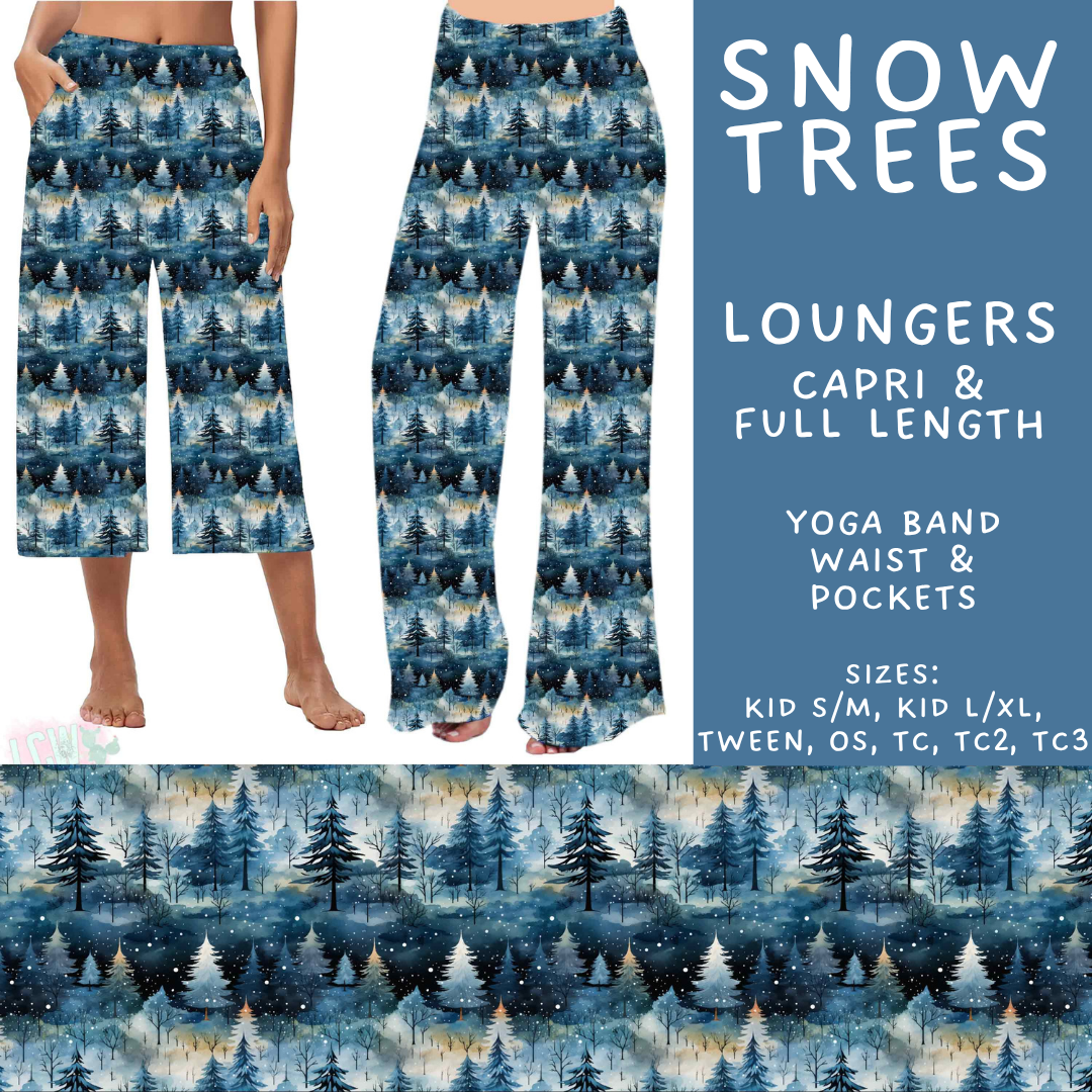 Batch #611 - Winter Collection - Closes 11/9 - ETA early/mid Jan - Snow Trees Capri and Full Length Loungers