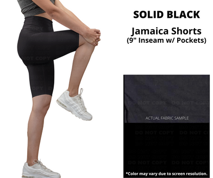 Solid Black Jamaica Shorts w/ Pockets