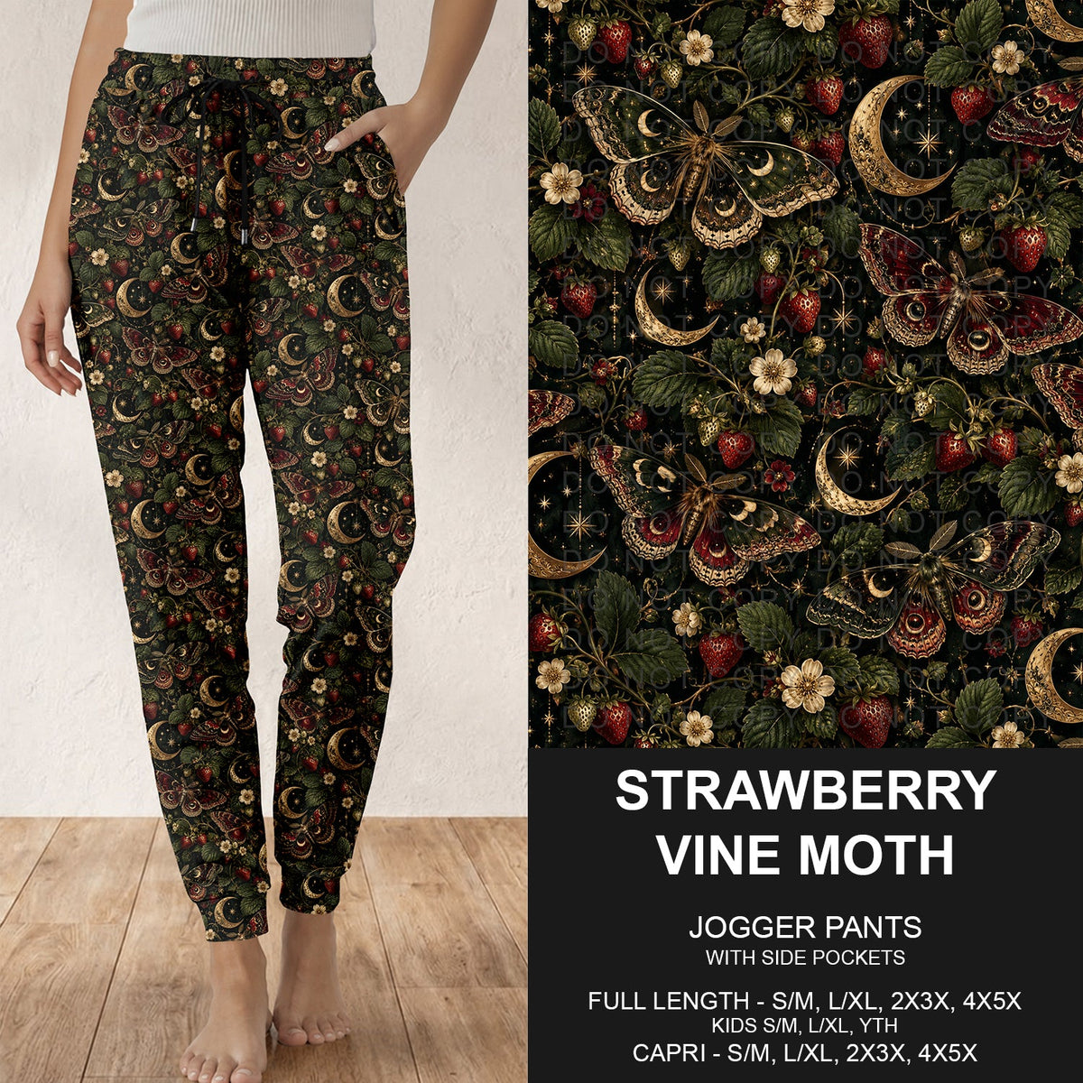 B320 - Preorder Strawberry Vine Moth Joggers (Closes 11/08. ETA: mid Jan.)
