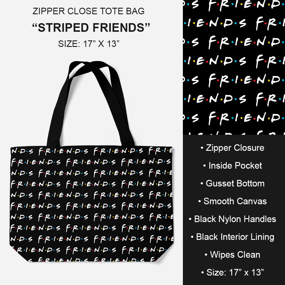 B195 - Preorder Striped Friends Tote Bag (Closes 11/19. ETA: late Jan.)