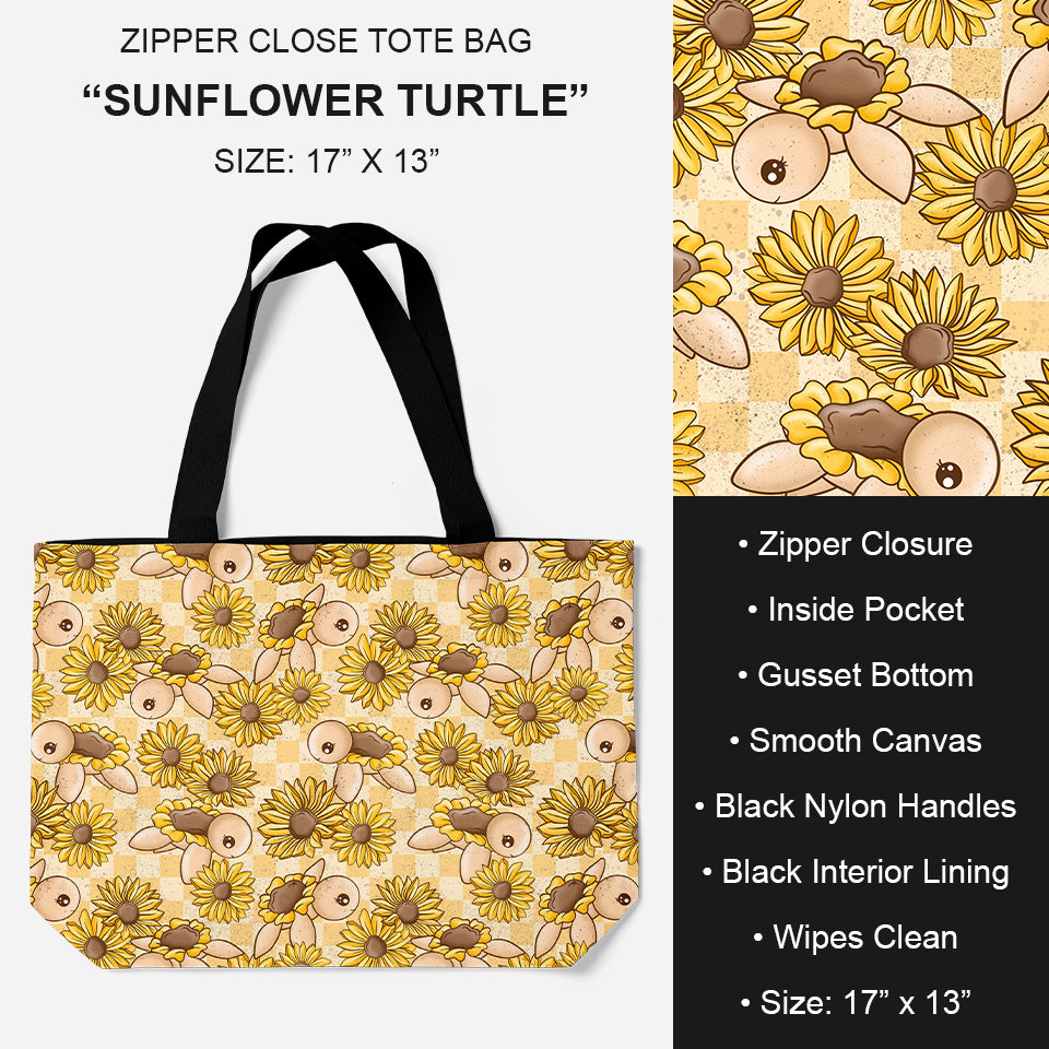 B195 - Preorder Sunflower turtle Tote Bag (Closes 11/19. ETA: late Jan.)