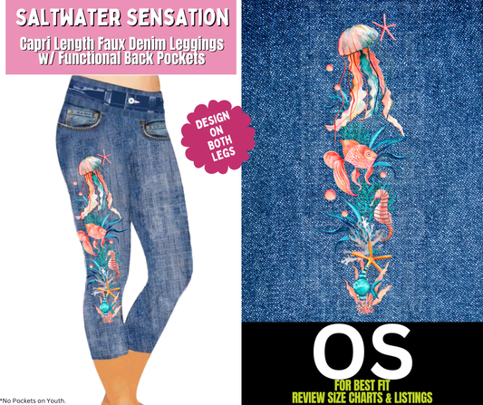 Saltwater Sensation Capri Faux Denim w/ Side Leg Designs