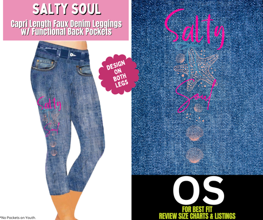 Salty Soul Capri Faux Denim w/ Side Leg Designs