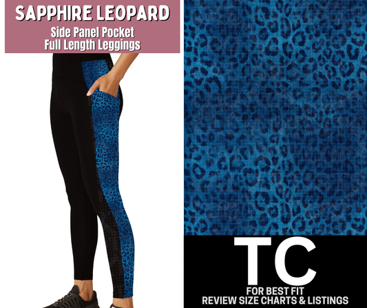Sapphire Leopard Side Panel Pocket Full Length Leggings