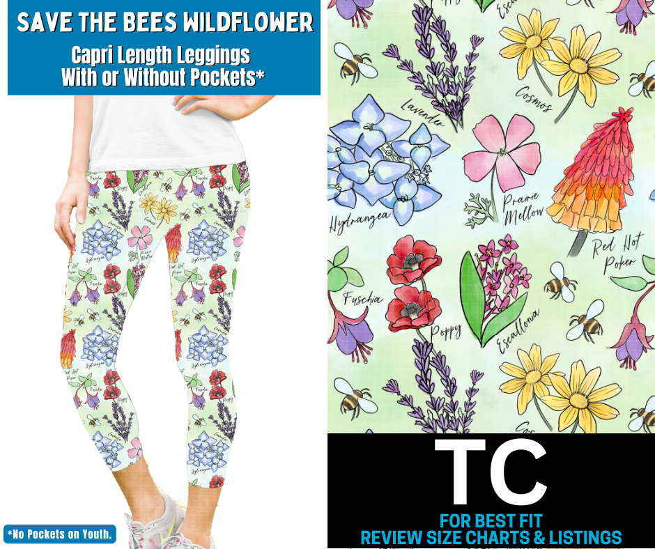 Save The Bees Capri Length Leggings w/ Pockets