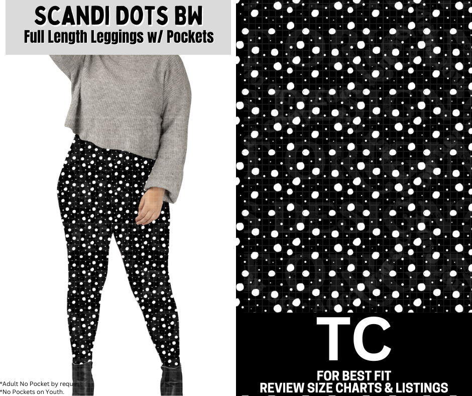 Scandi Dots BW Full Length Leggings w/ Pockets