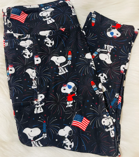 Patriot Pup Capri Length Leggings With Pockets