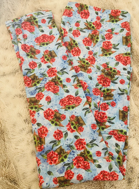 Baby Yoda Spring Full Length Leggings with Pockets