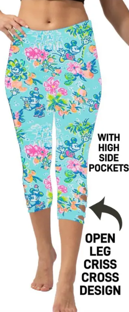 Floral Mickey Capri  Leggings With Pockets