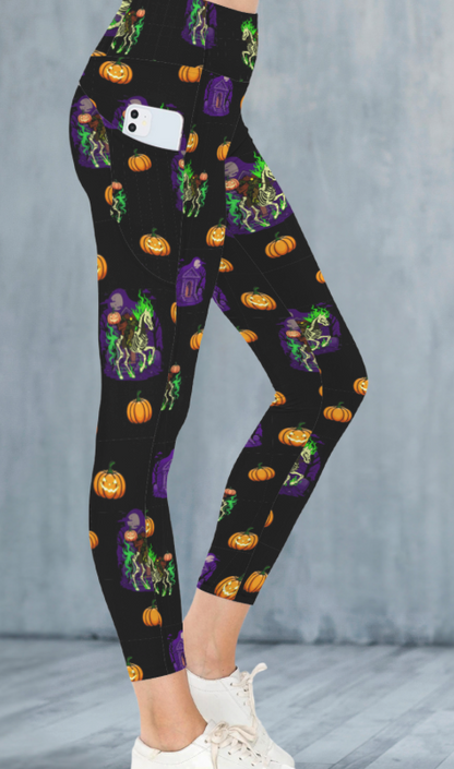 Sleepy Hollow Full Length Leggings With Sport Pockets