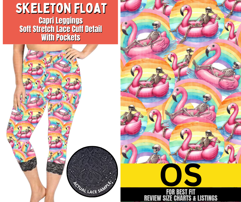 Skeleton Float Lace Cuff Capris w/ Pockets