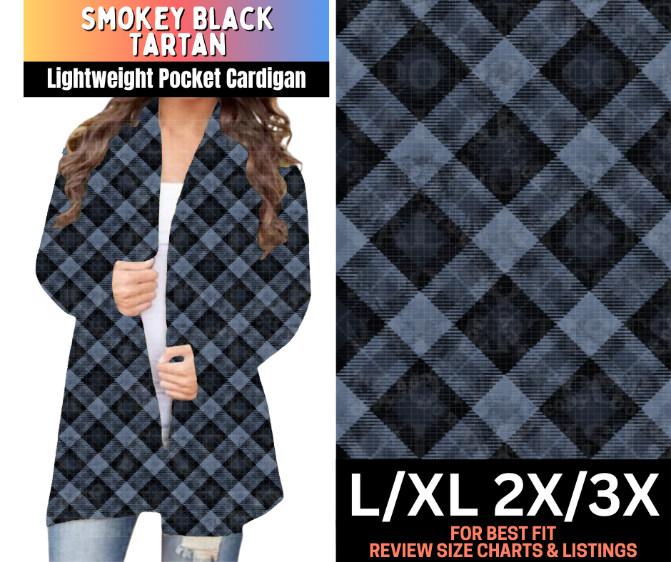 Smokey Black Tartan Pocket Cardigan