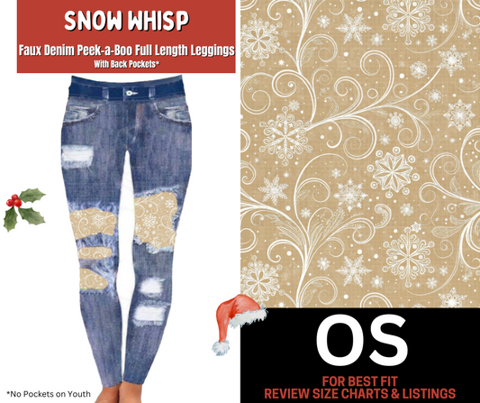 Snow Whisp Faux Denim Full Length Peekaboo Leggings