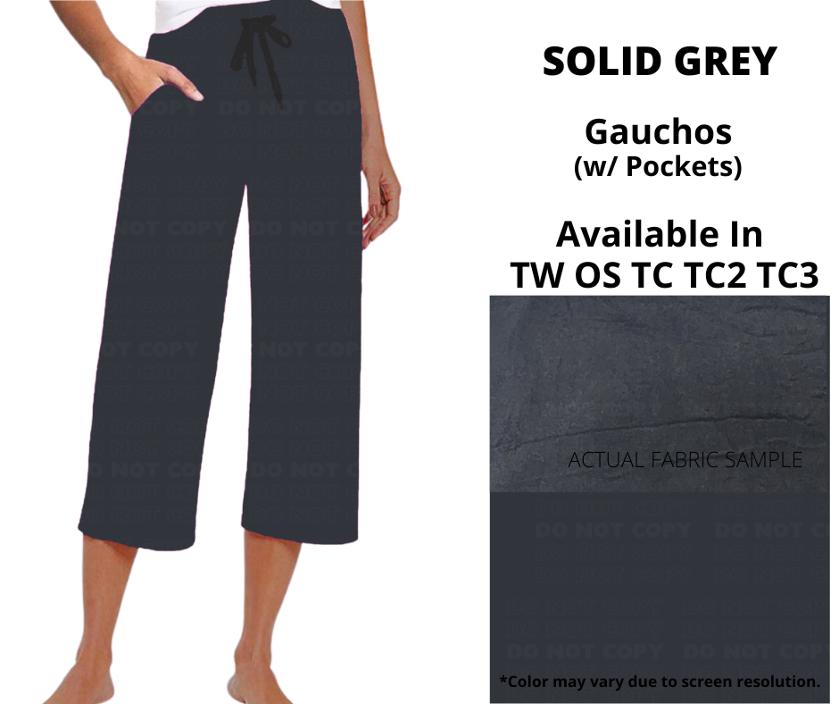 Solid Grey Capri Gauchos