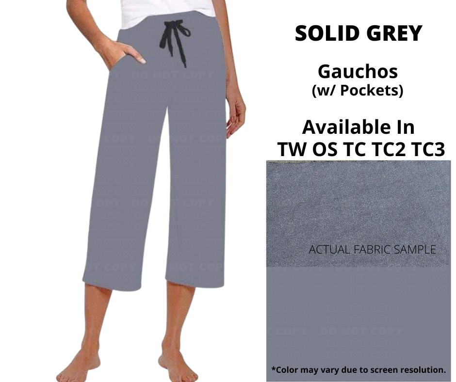 Solid Grey Capri Gauchos