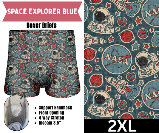 Space Explorer Blue Boxer Briefs