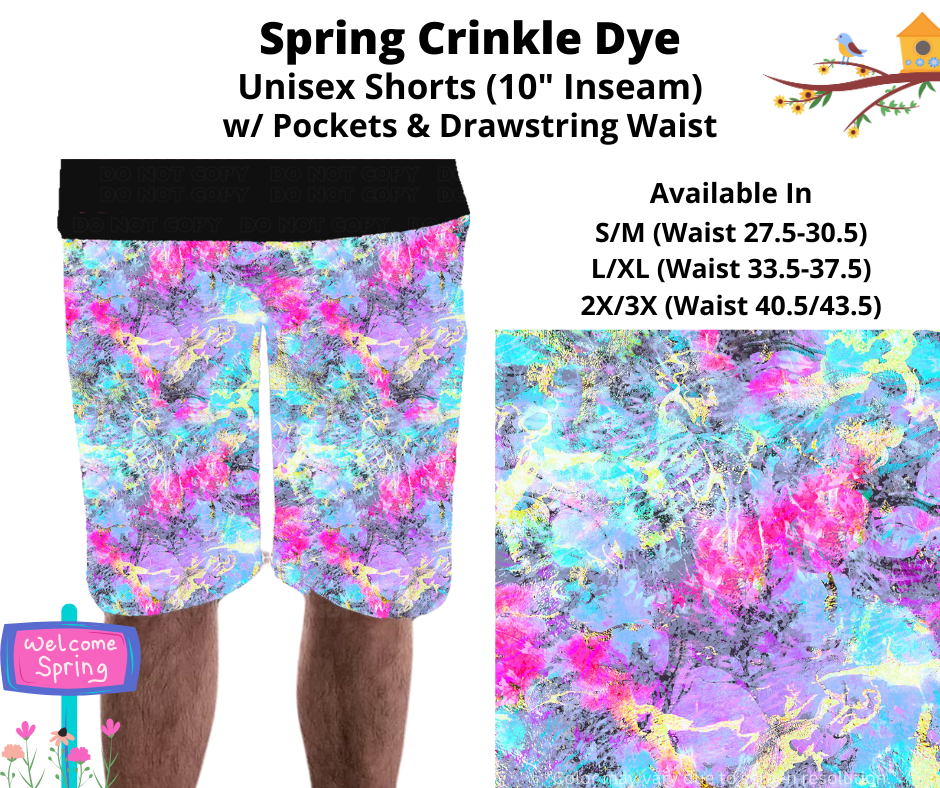 Preorder! Closes 1/22. ETA April. Spring Crinkle Dye Unisex Shorts